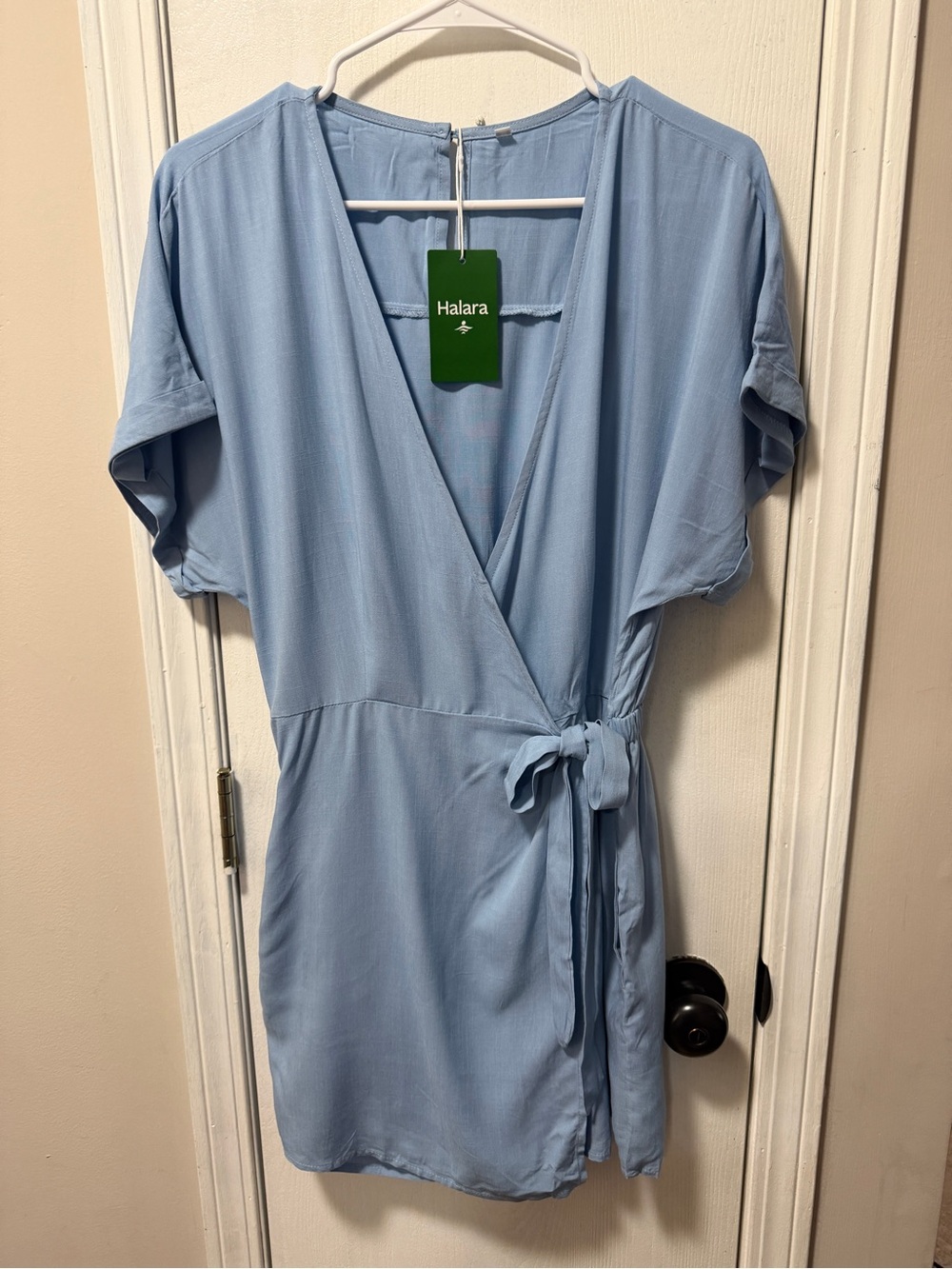 Halara Light Blue Wrap Romper NWT M